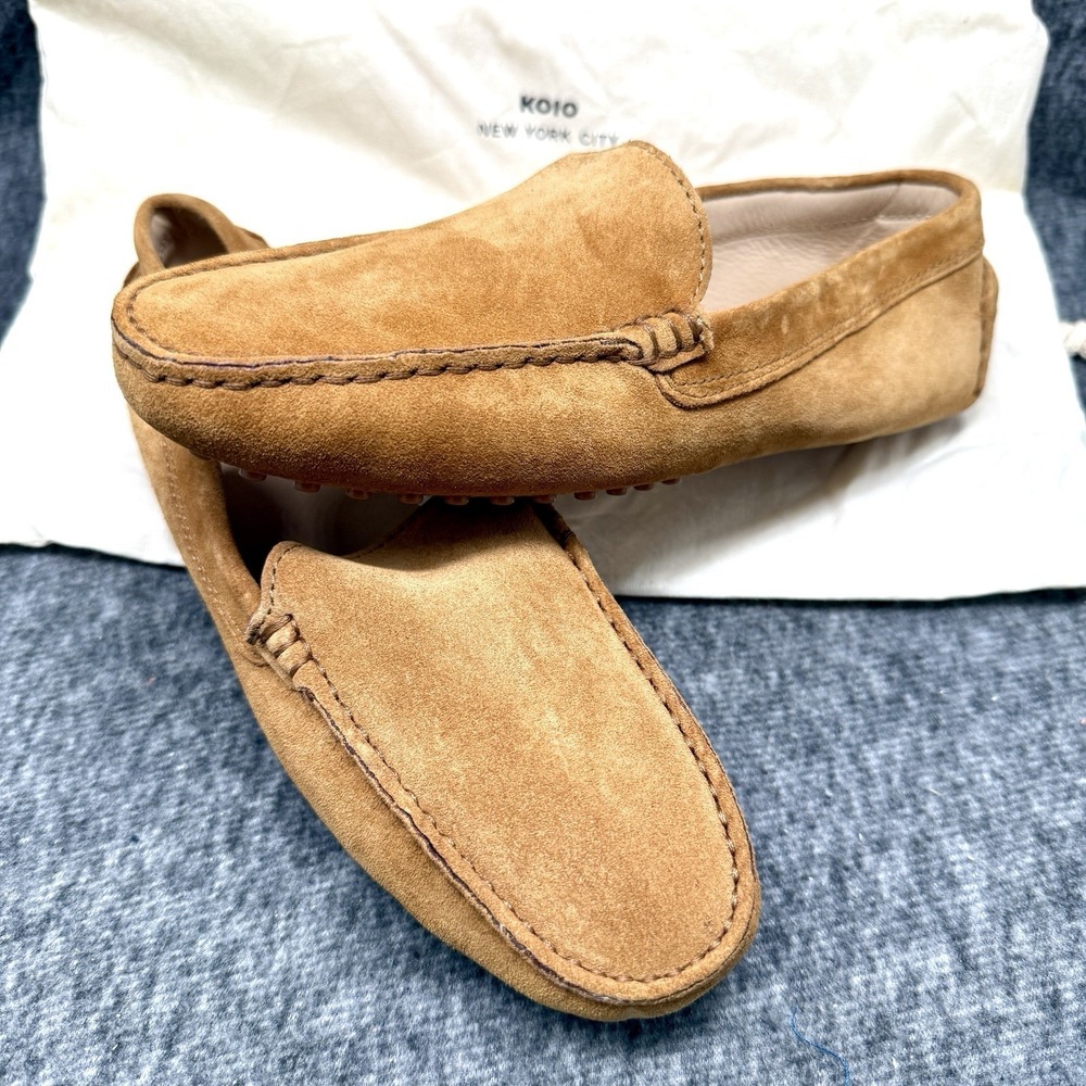 Koio Shoes Womens 8.5 Pavia Bare Driver Loafers Italy Nutmeg Leather NEW W/ Bag
